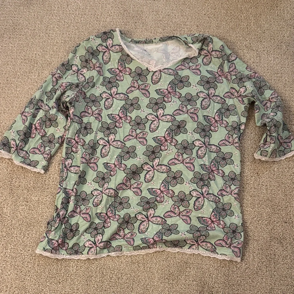 Silverts Adaptive Wear Butterfly Floral Lounge Set - Top and Bottom Sz: LG - Picture 2 of 9